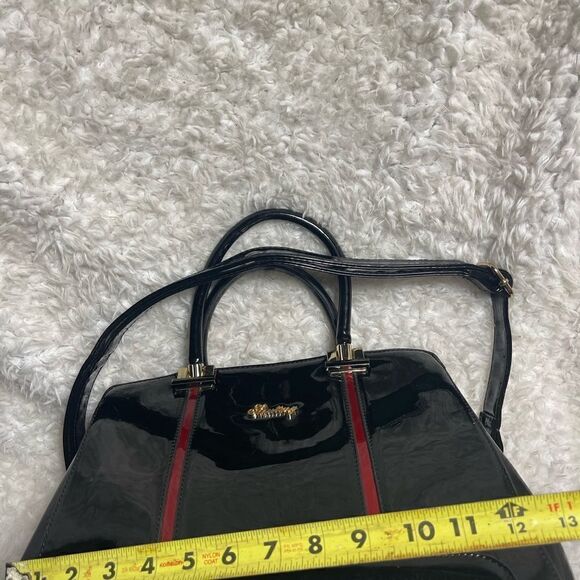 Shuting patent leather Black & Red Satchel/shoulder bag with gold tone Hardwares - Picture 10 of 13